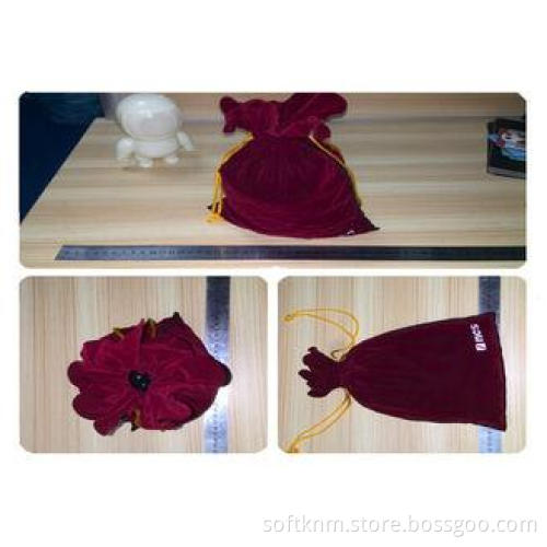 Red Velvet Drawstring Bag , Velvet Gift Pouch For Earring O